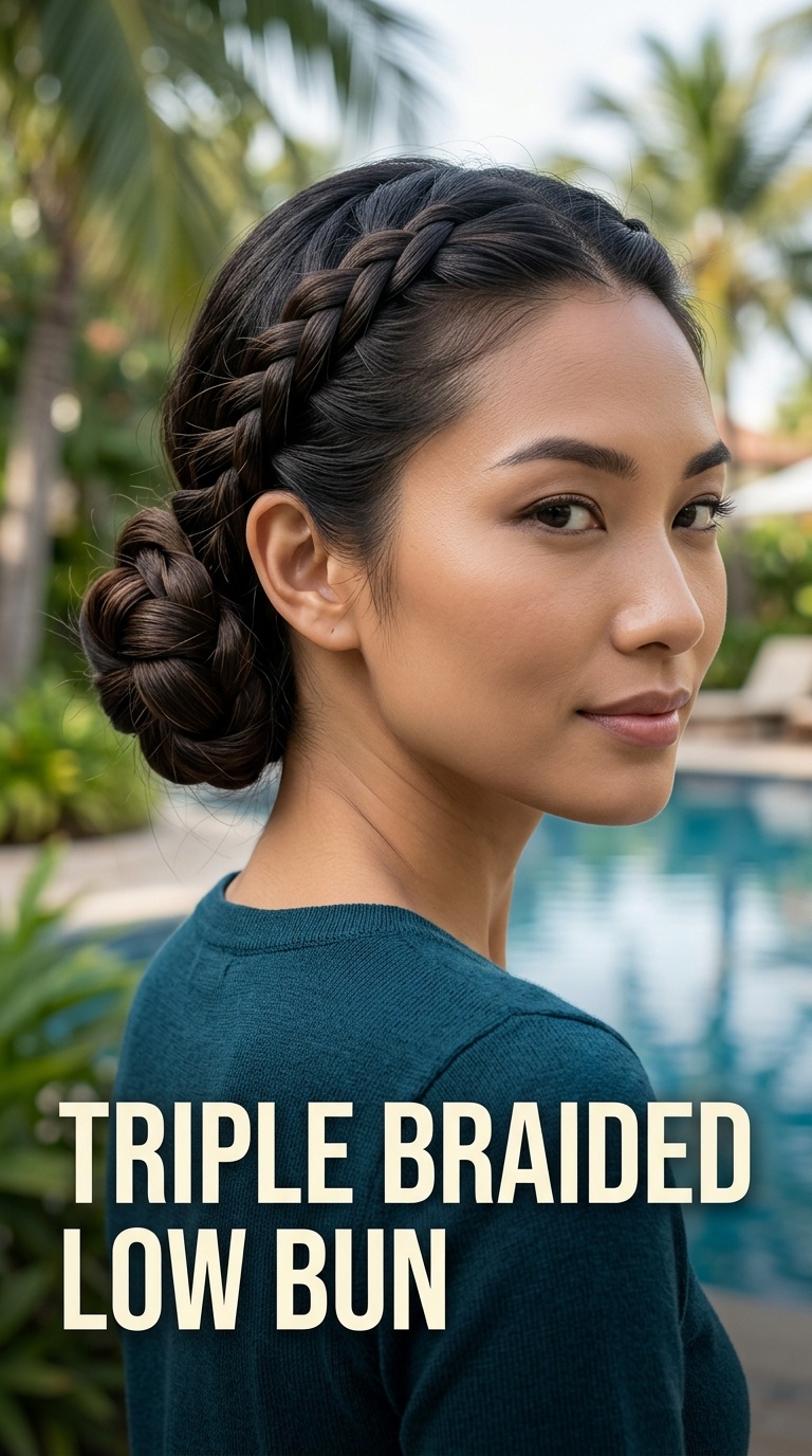 Triple Braided Low Bun
