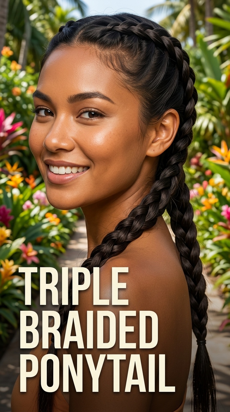 Triple Braided Ponytail