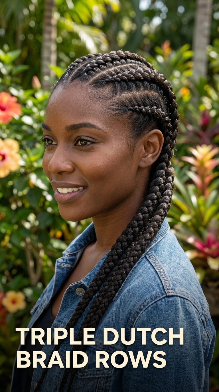 Triple Dutch Braid Rows