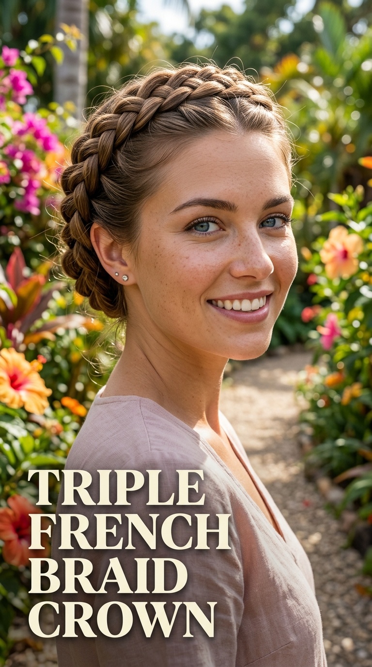Triple French Braid Crown
