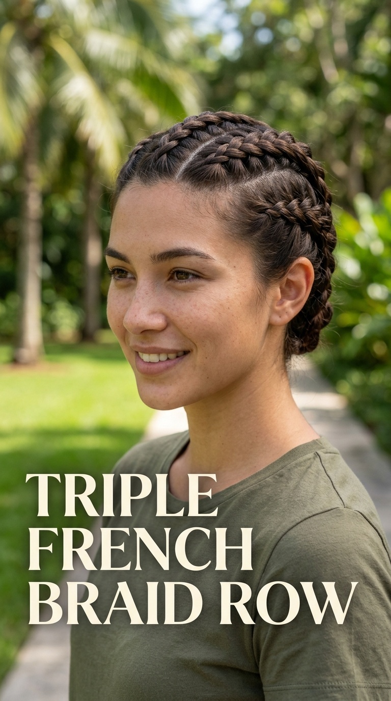 Triple French Braid Row