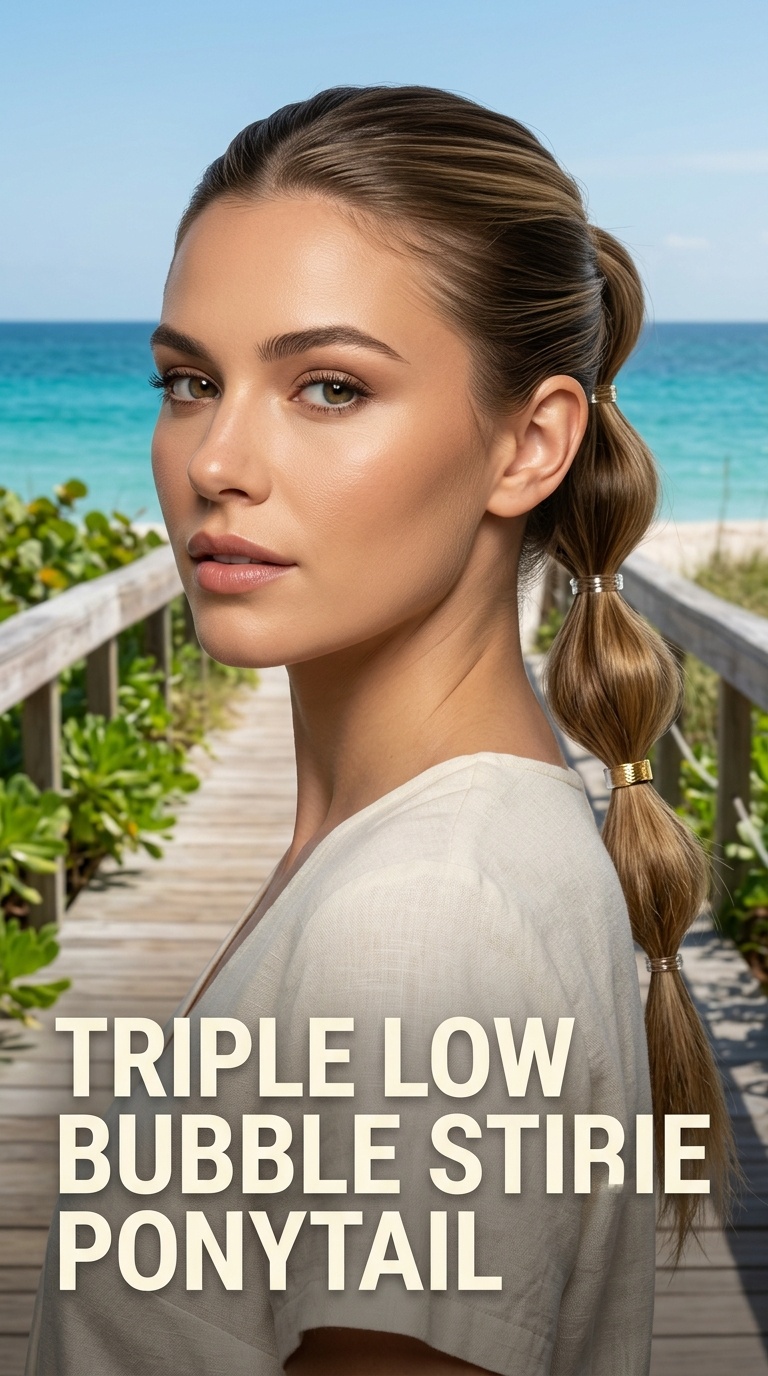 Triple Low Bubble Ponytail