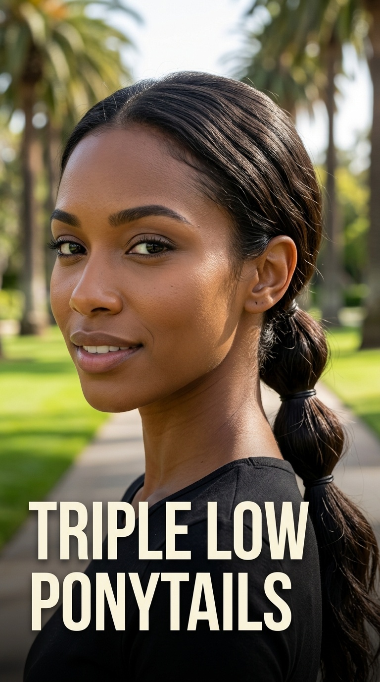 Triple Low Ponytails