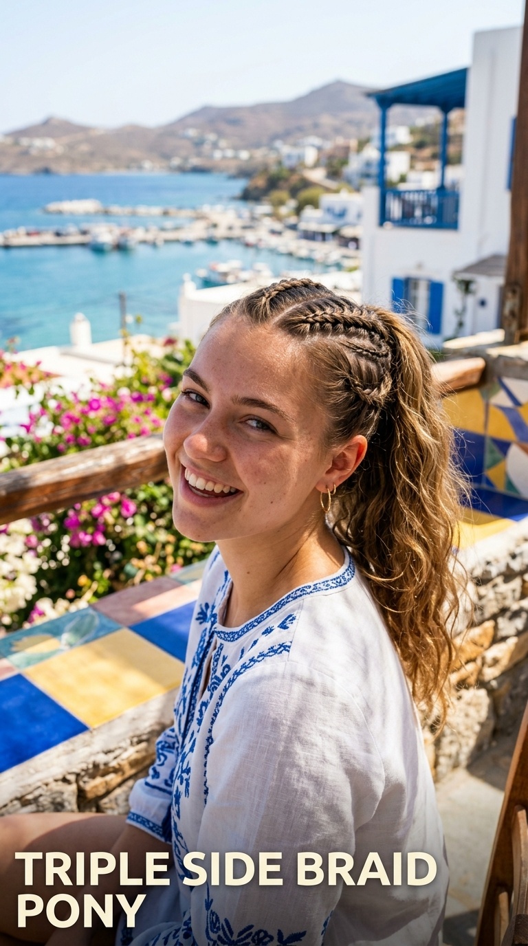 Triple Side Braid Pony