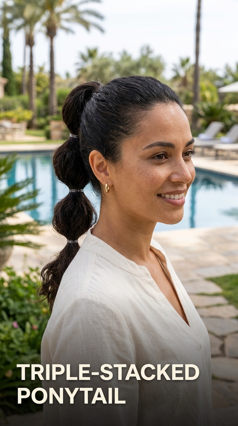 Triple-Stacked Ponytail