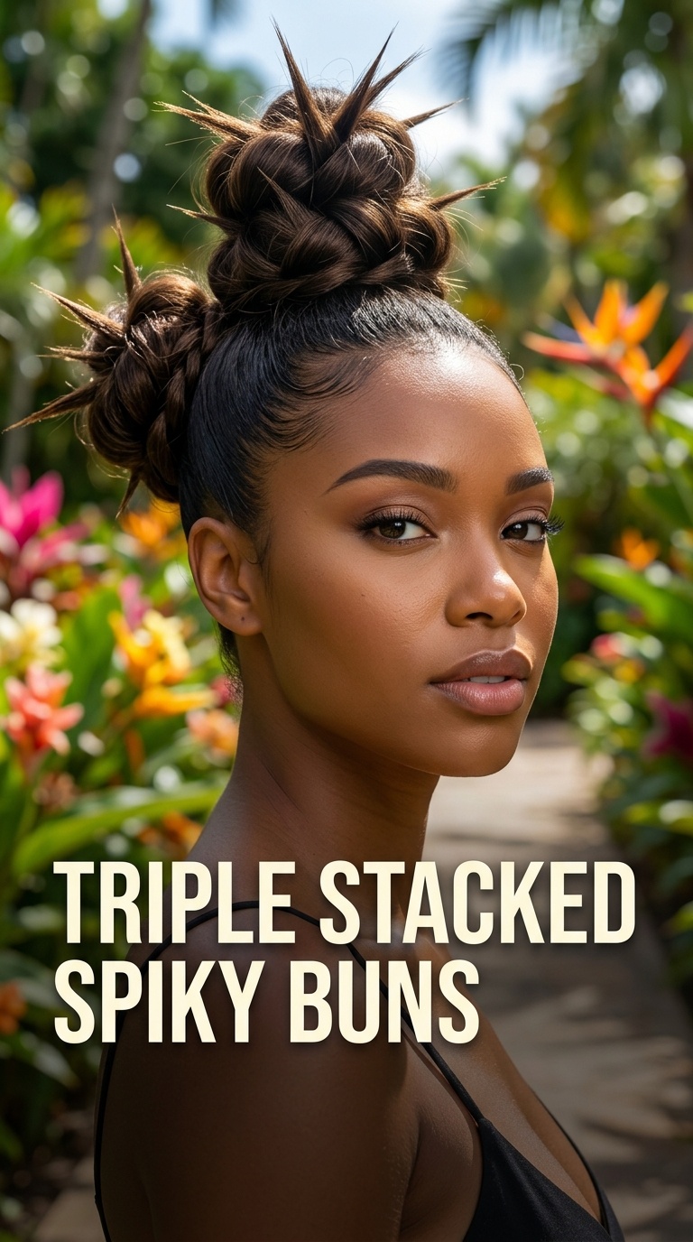 Triple Stacked Spiky Buns
