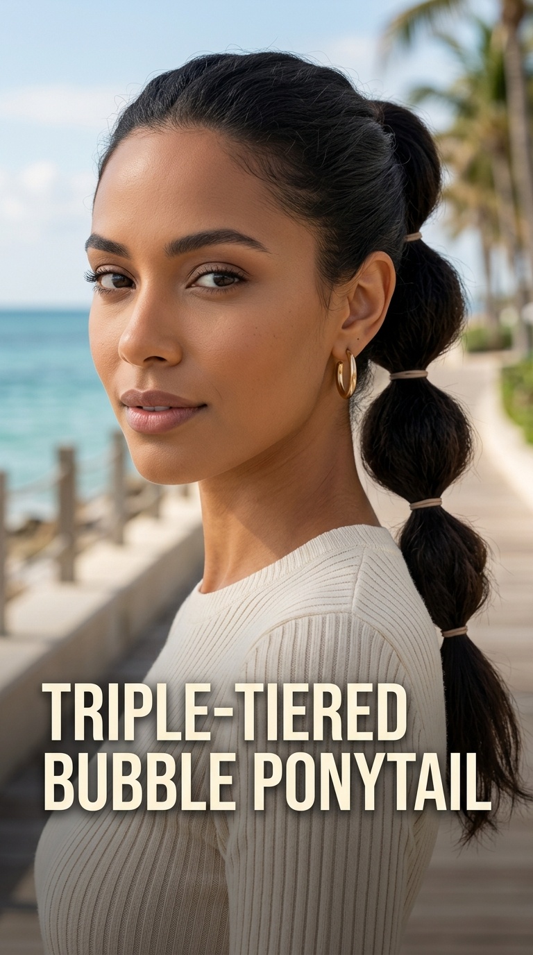 Triple-Tiered Bubble Ponytail