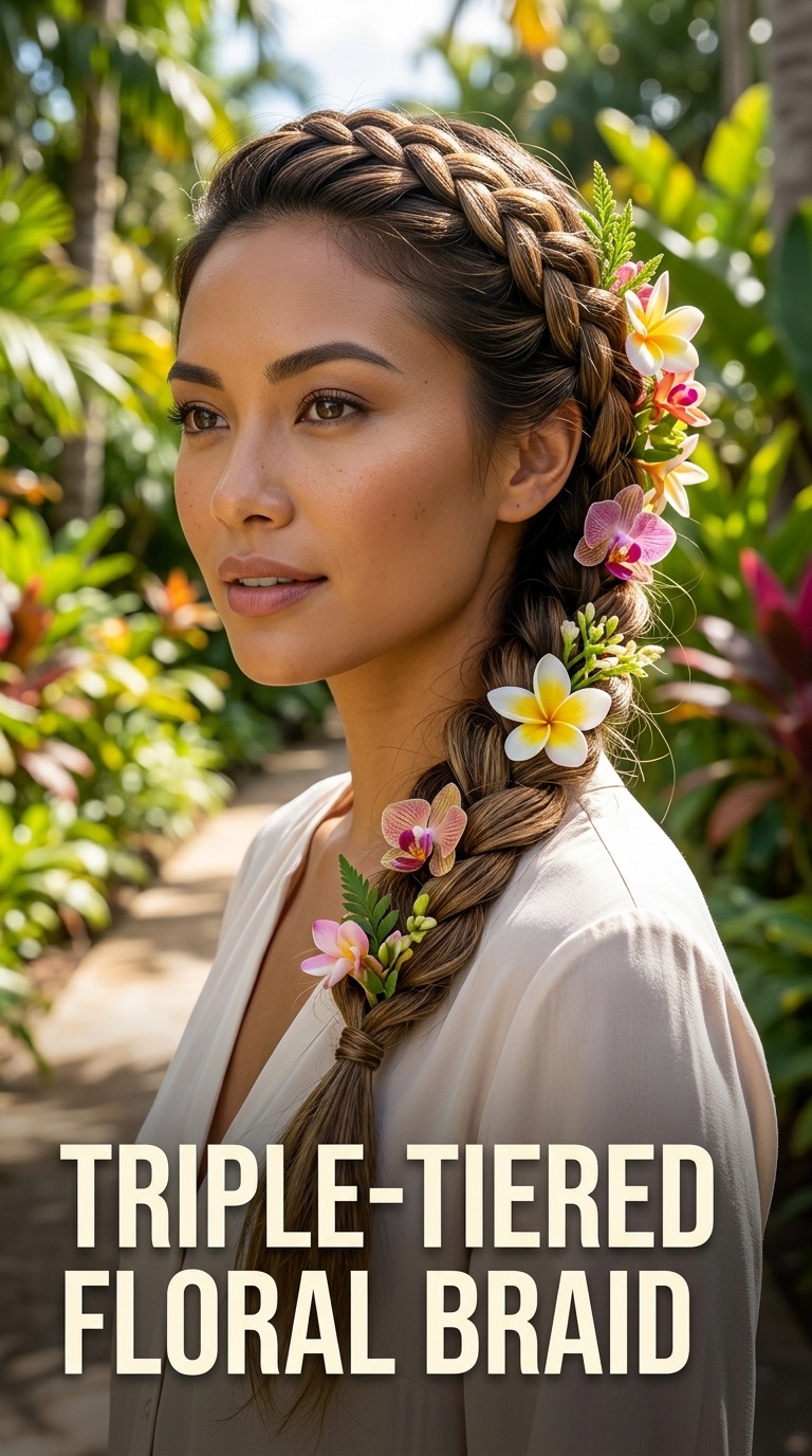 Triple-Tiered Floral Braid