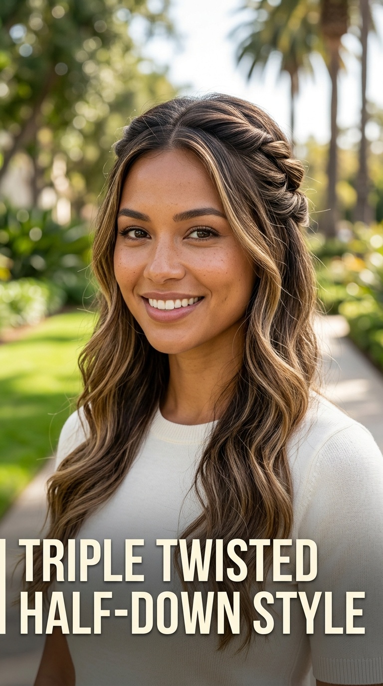 Triple Twisted Half-Down Style