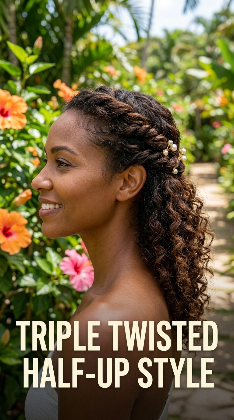 Triple Twisted Half-Up Style
