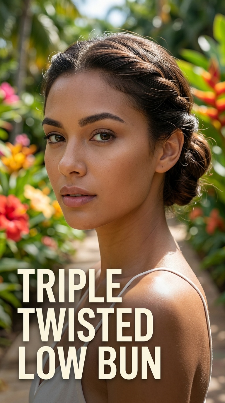 Triple Twisted Low Bun