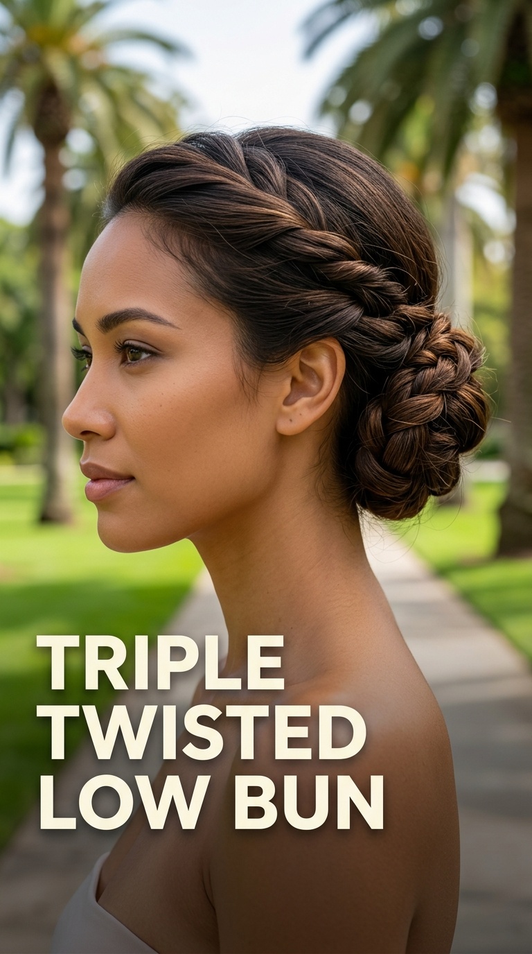 Triple Twisted Low Bun