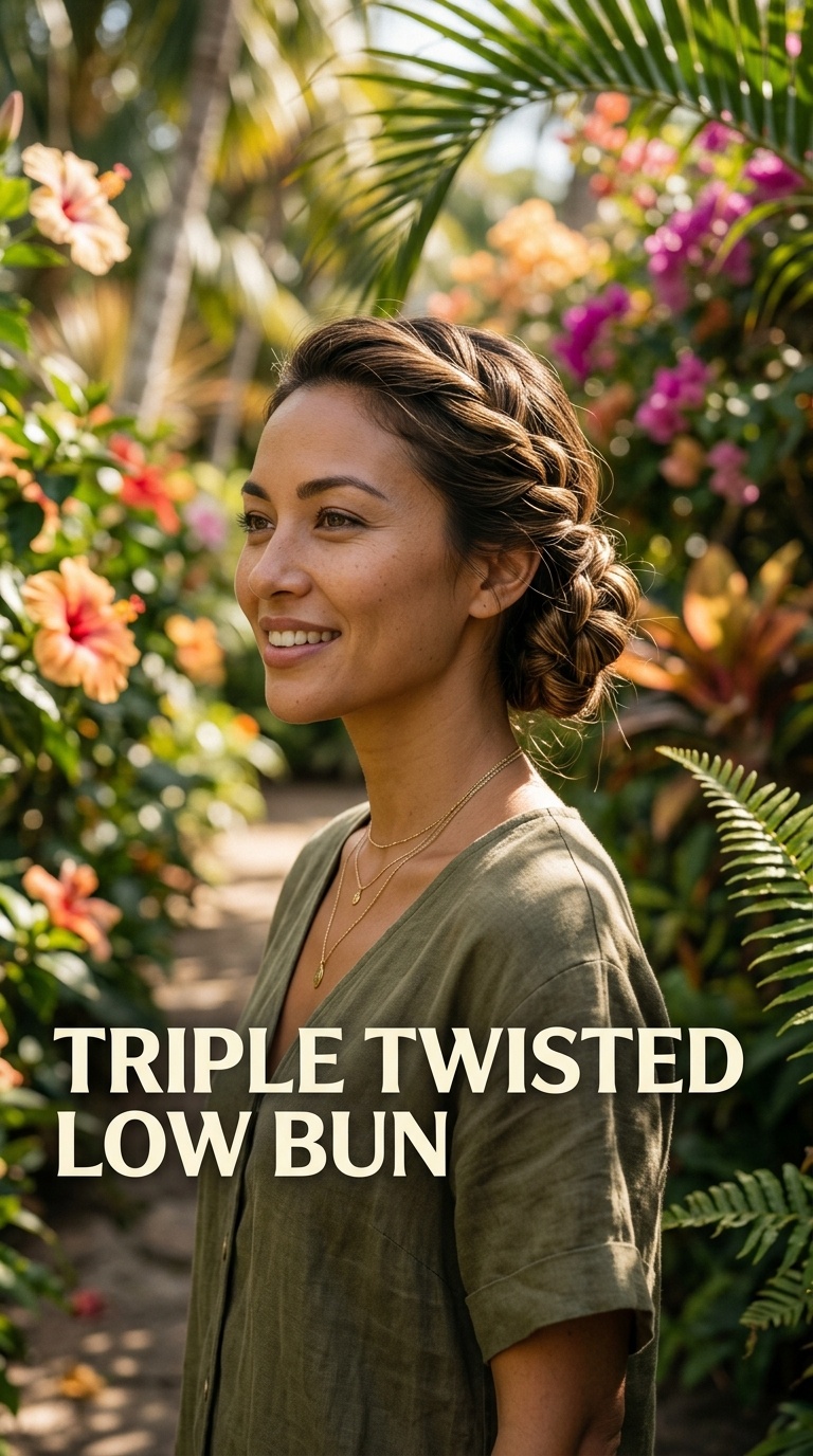 Triple Twisted Low Bun