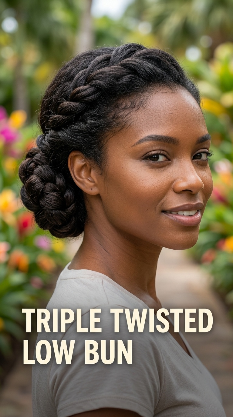 Triple Twisted Low Bun