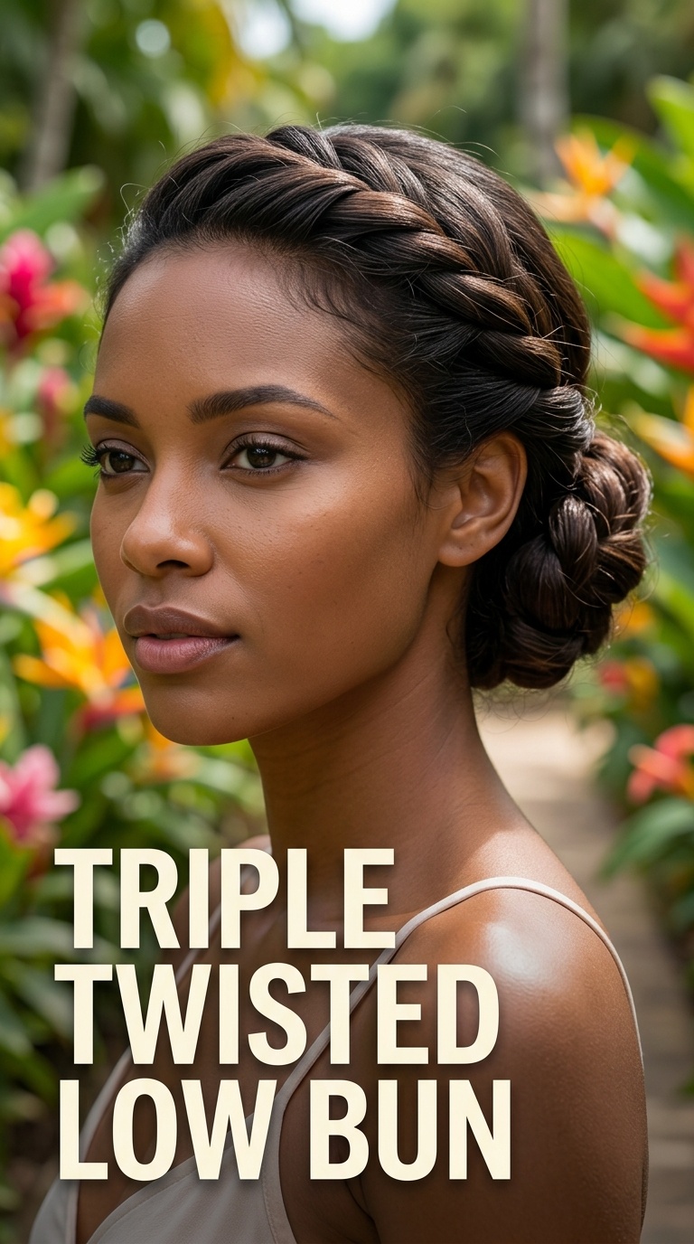 Triple Twisted Low Bun