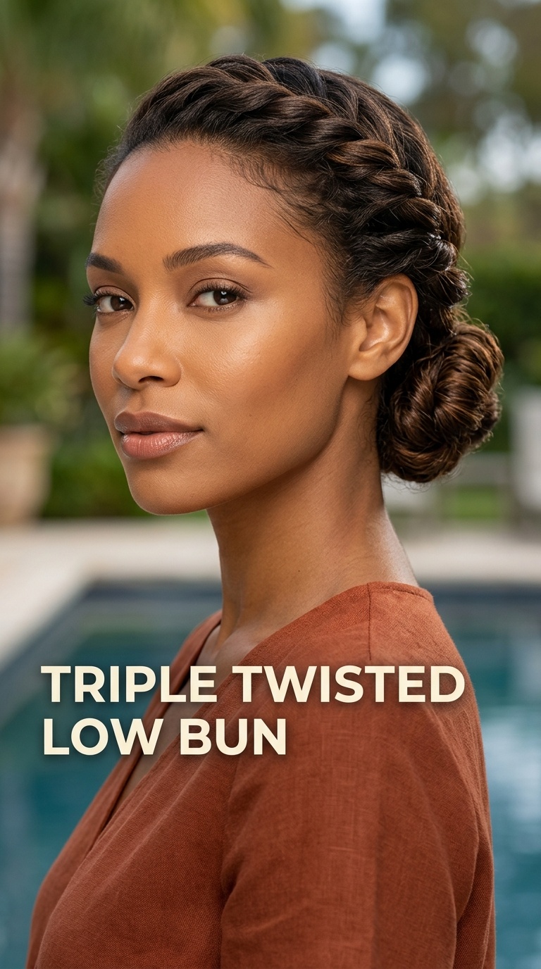 Triple Twisted Low Bun