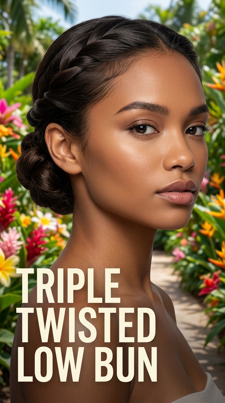 Triple Twisted Low Bun