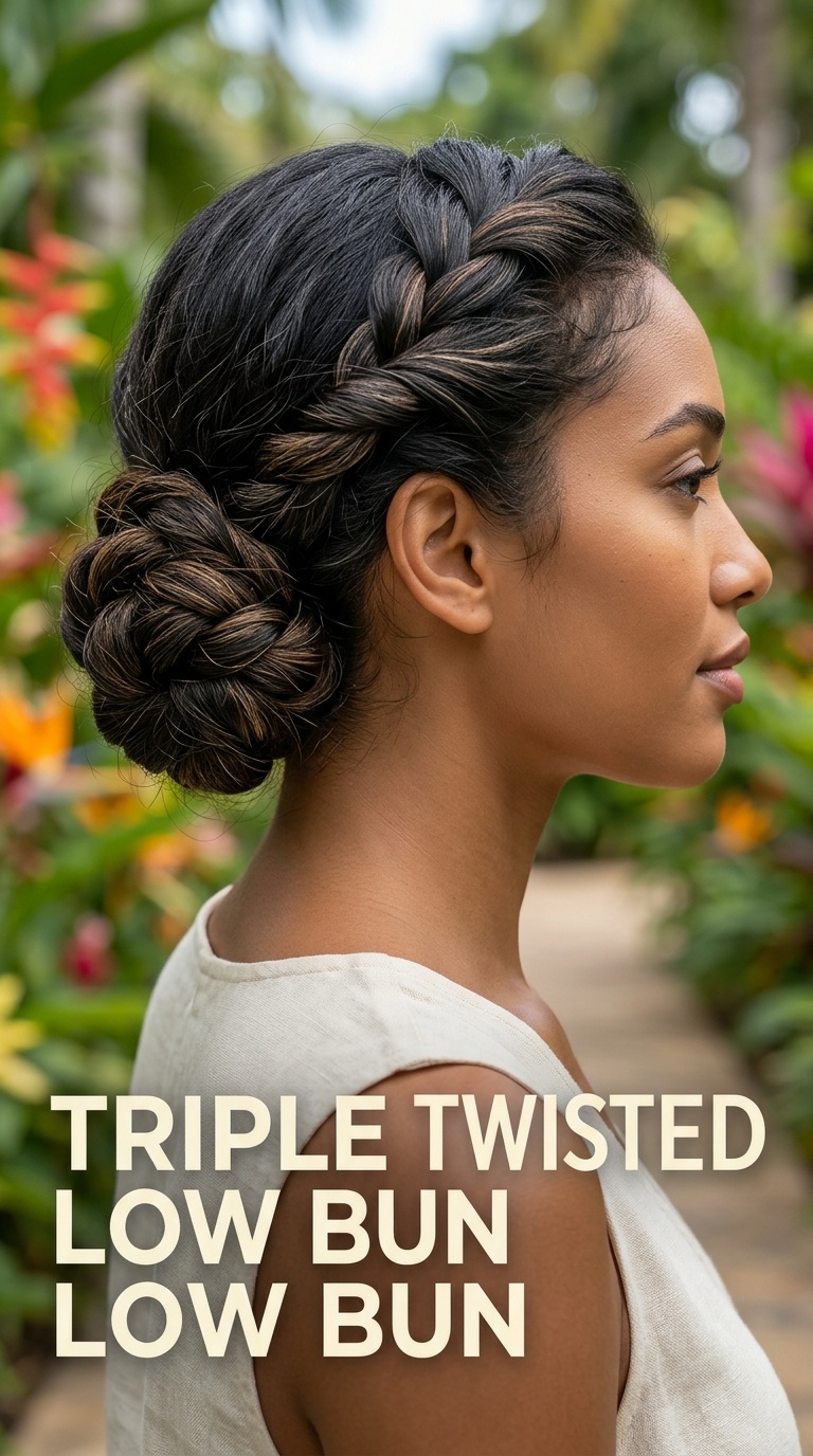 Triple Twisted Low Bun