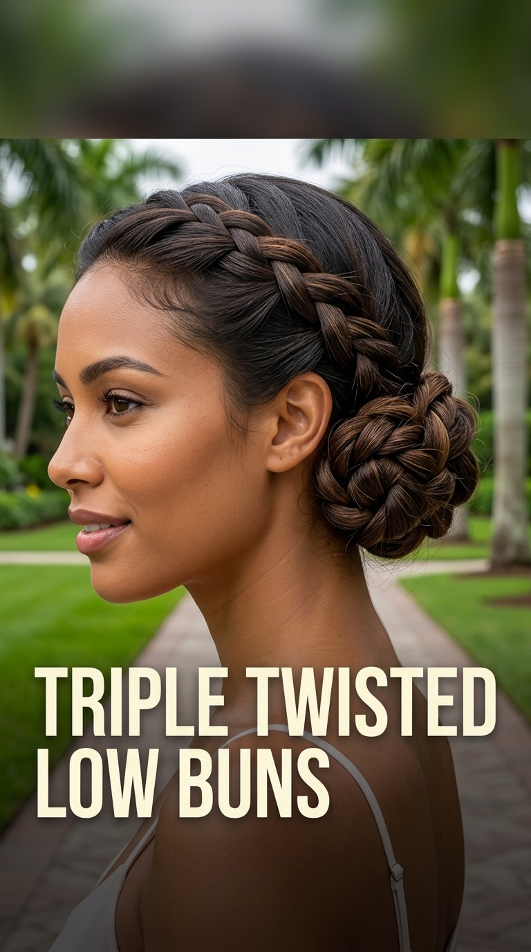 Triple Twisted Low Buns