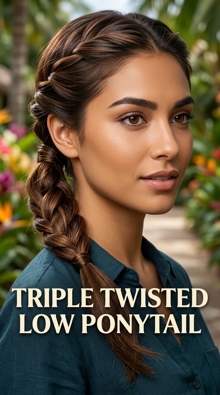 Triple Twisted Low Ponytail