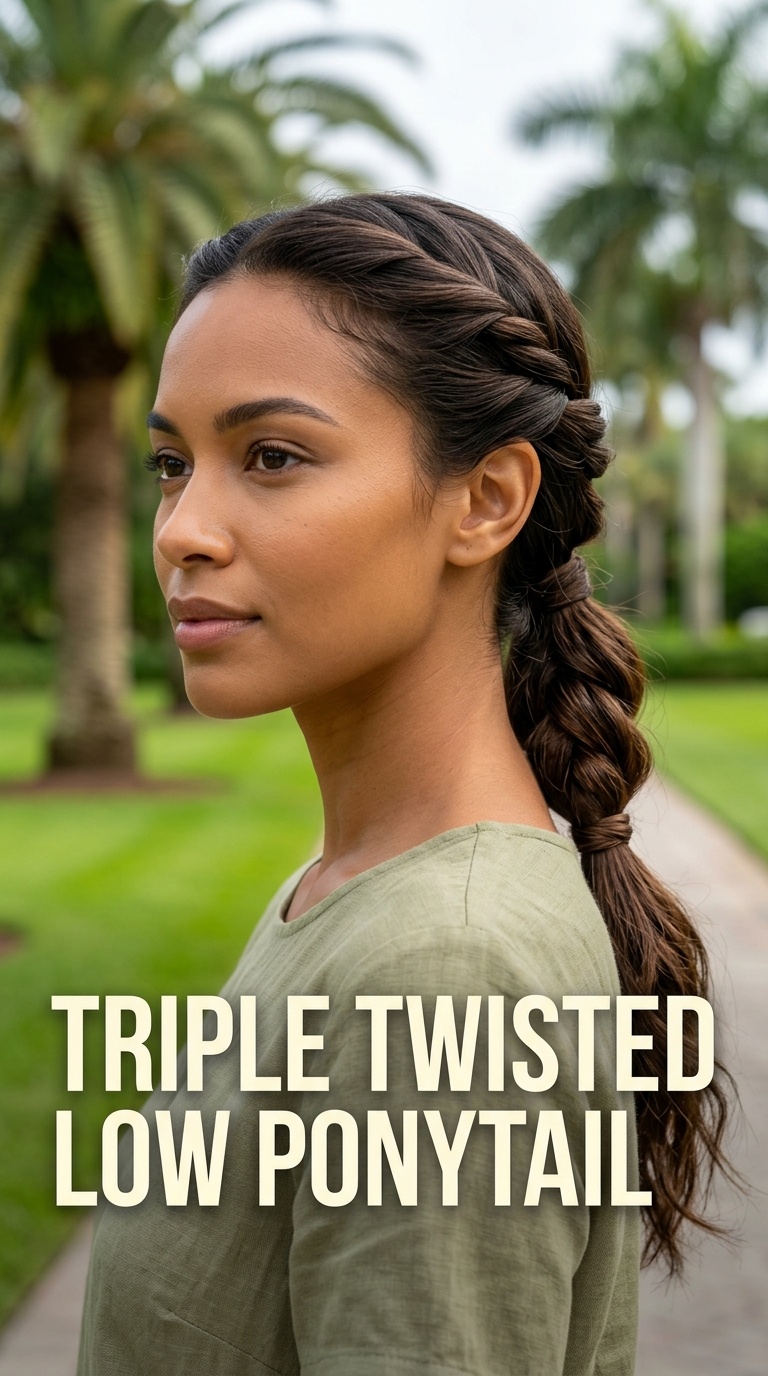 Triple Twisted Low Ponytail
