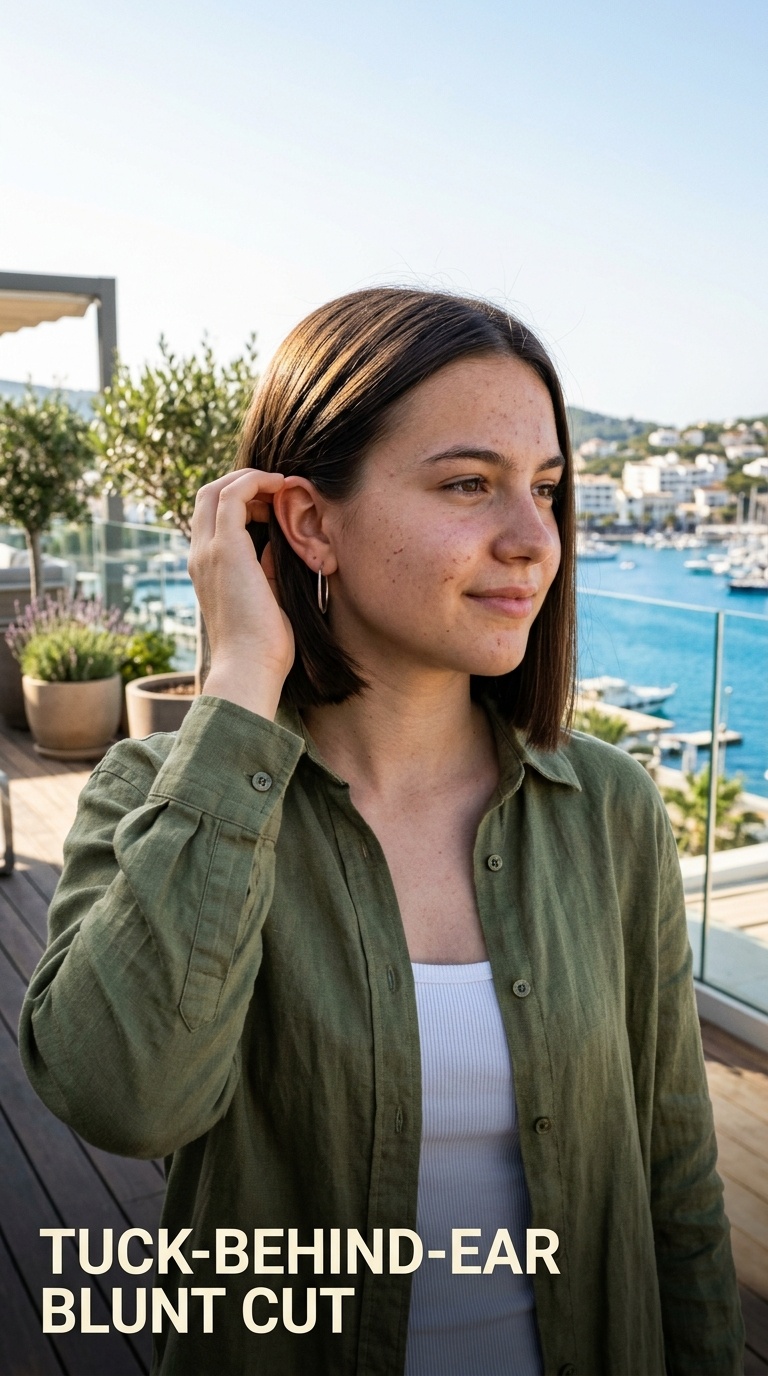 Tuck-Behind-Ear Blunt Cut
