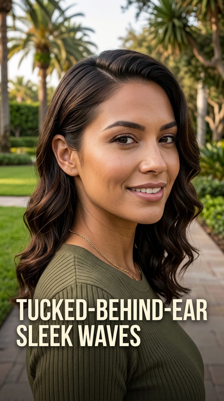 Tucked-Behind-Ear Sleek Waves