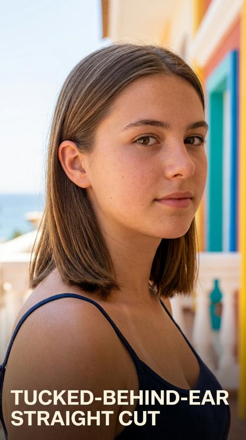 Tucked-Behind-Ear Straight Cut