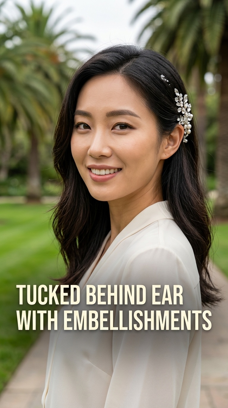 Tucked Behind Ear with Embellishments