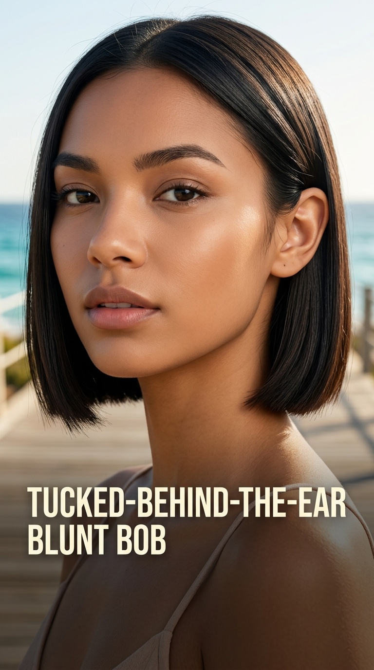 Tucked-Behind-the-Ear Blunt Bob