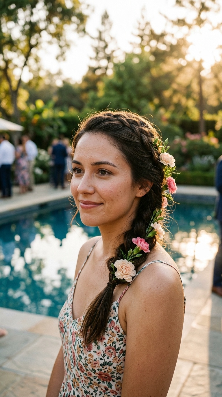 Tucked Braid with Carnations