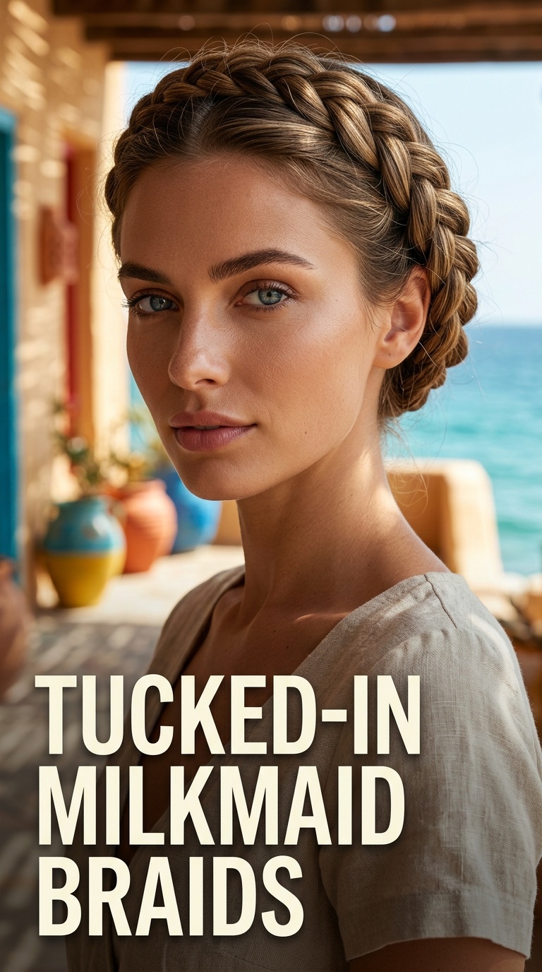 Tucked-In Milkmaid Braids
