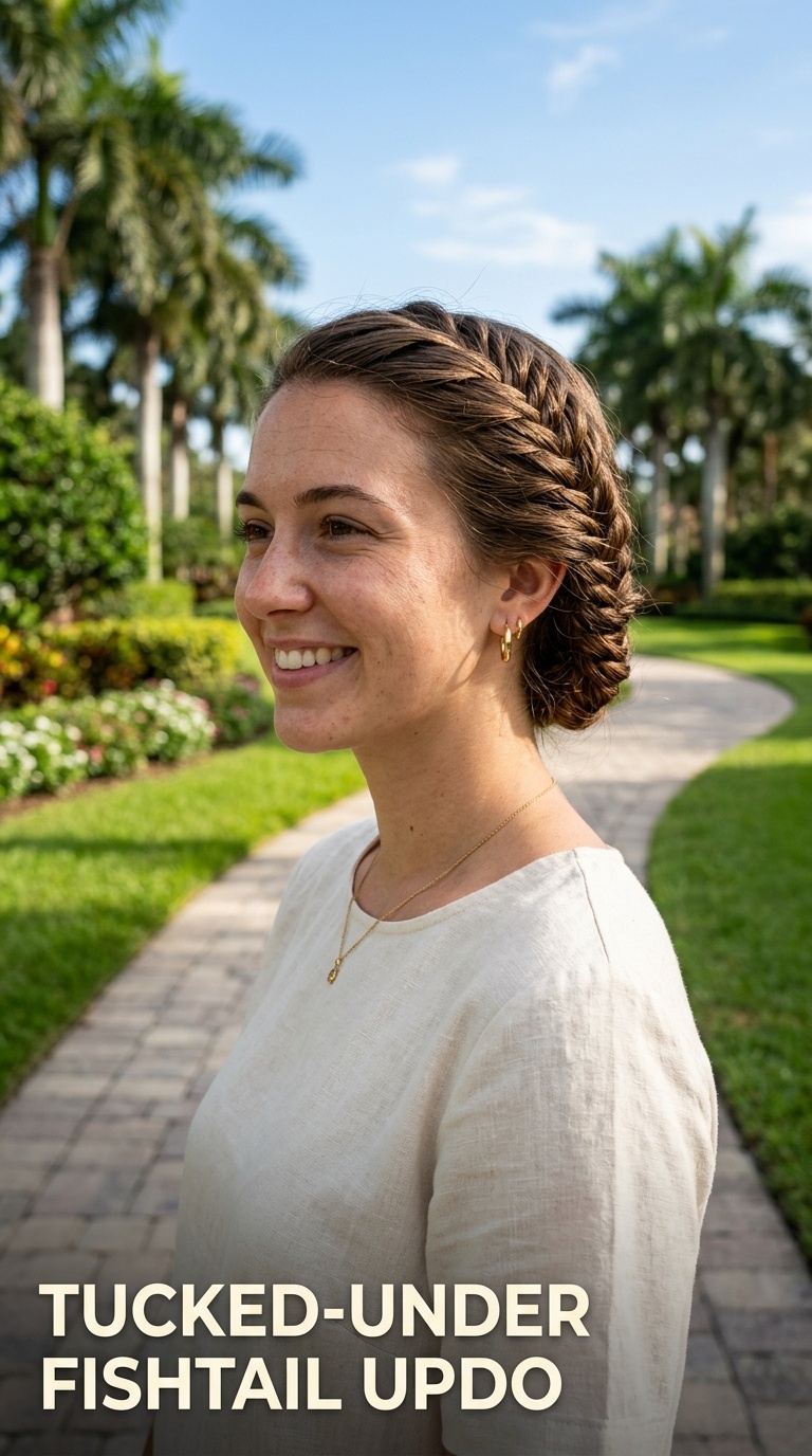 Tucked-Under Fishtail Updo