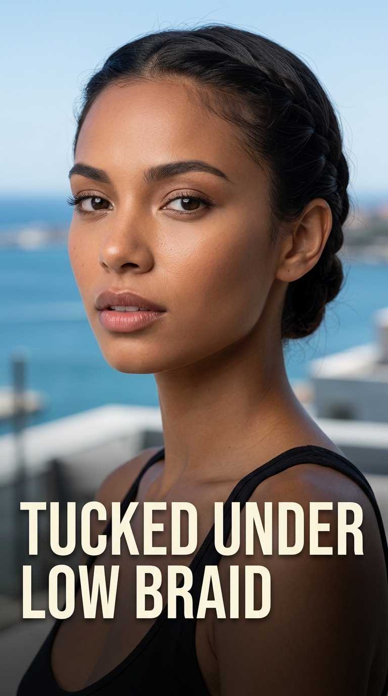 Tucked Under Low Braid