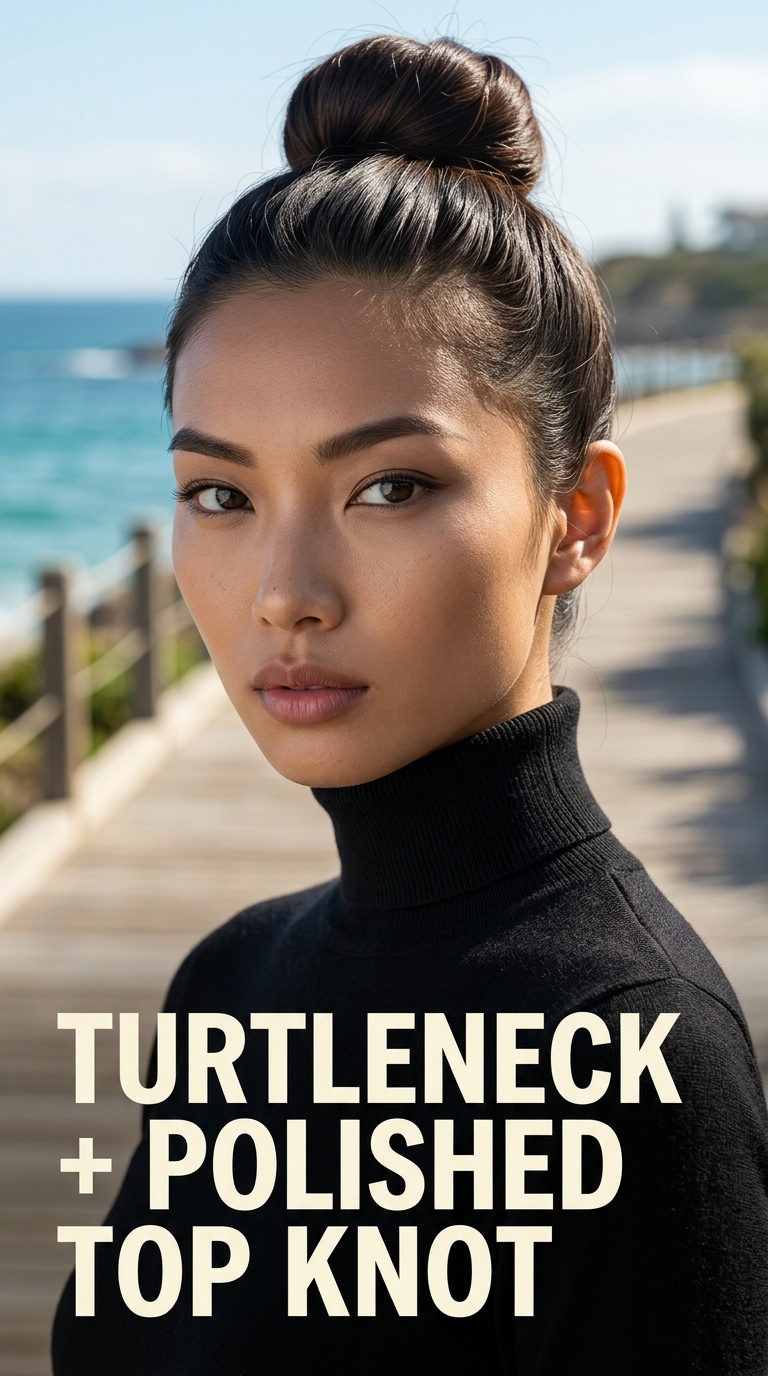 Turtleneck + Polished Top Knot