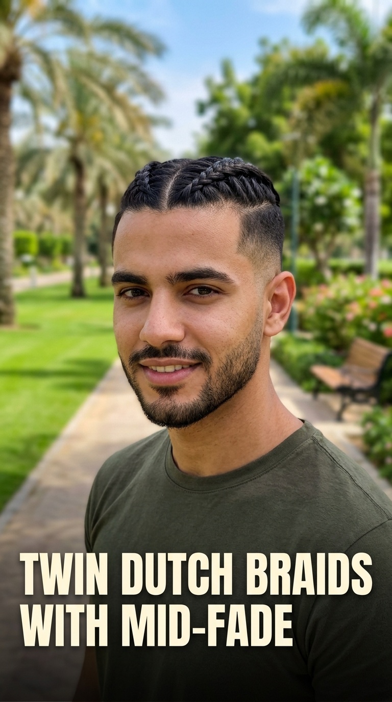 Twin Dutch Braids with Mid-Fade