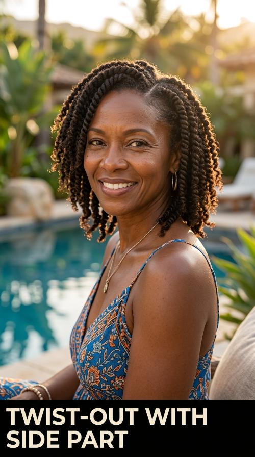Twist-Out with Side Part