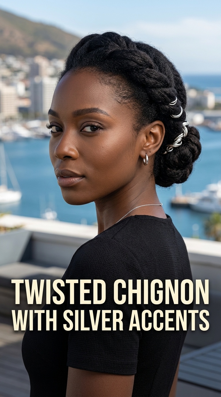 Twisted Chignon with Silver Accents