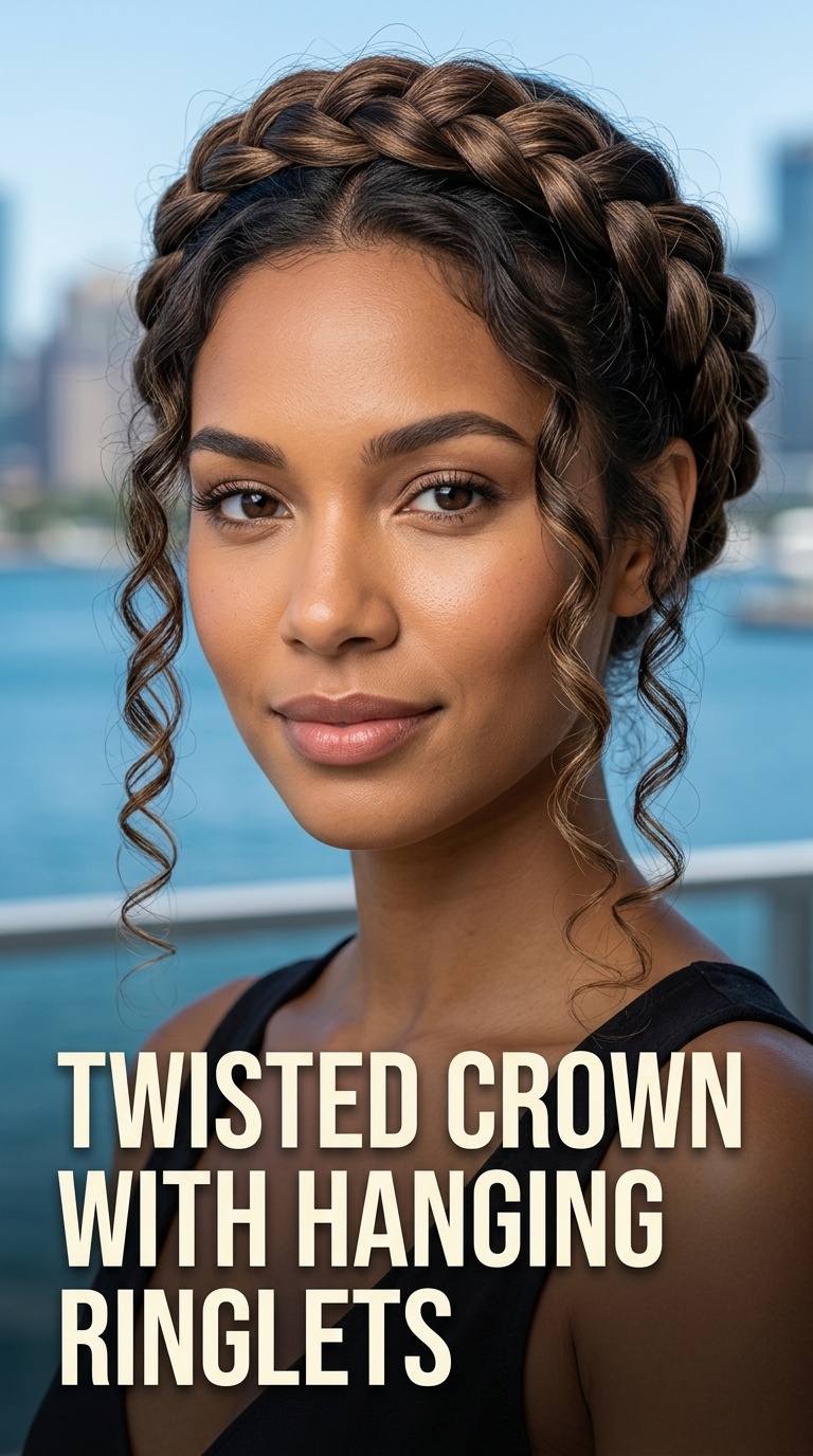 Twisted Crown with Hanging Ringlets
