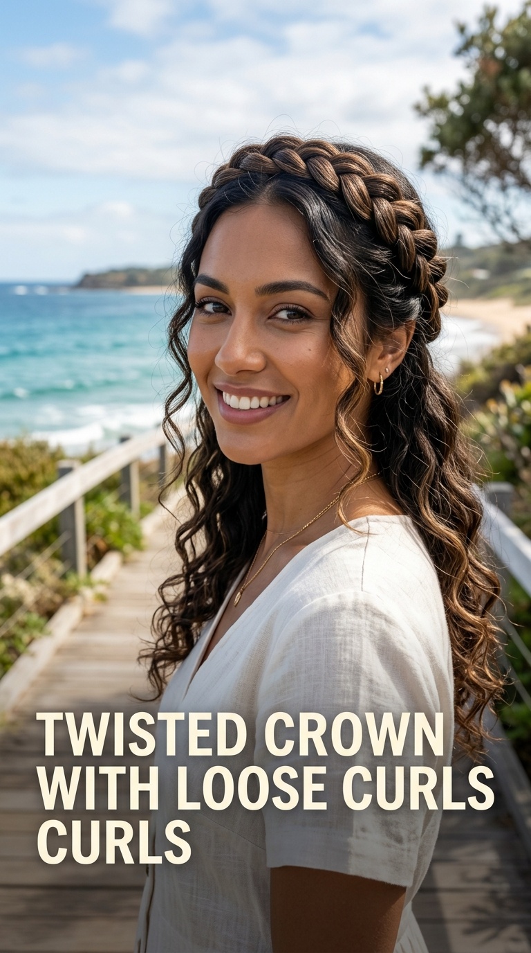 Twisted Crown with Loose Curls