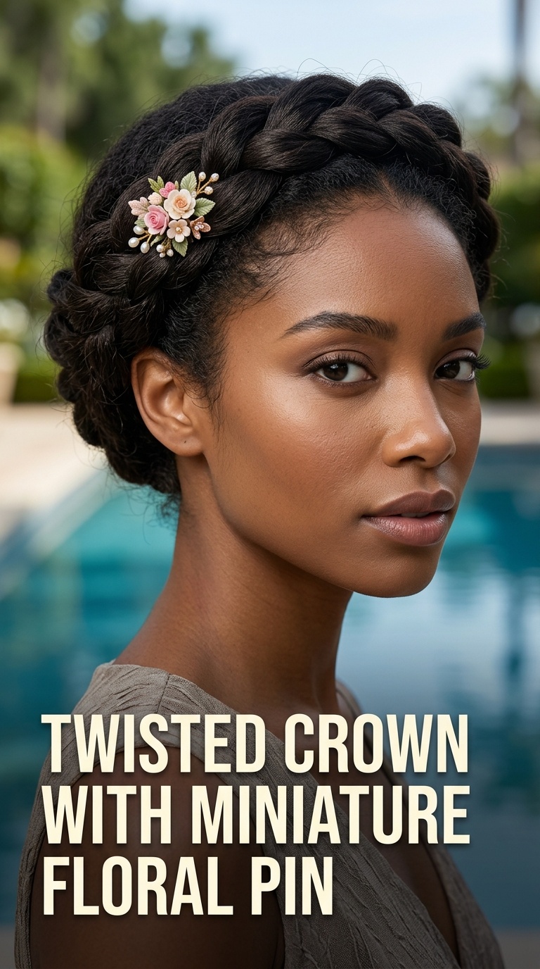 Twisted Crown with Miniature Floral Pin