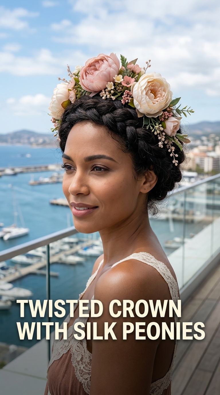 Twisted Crown with Silk Peonies