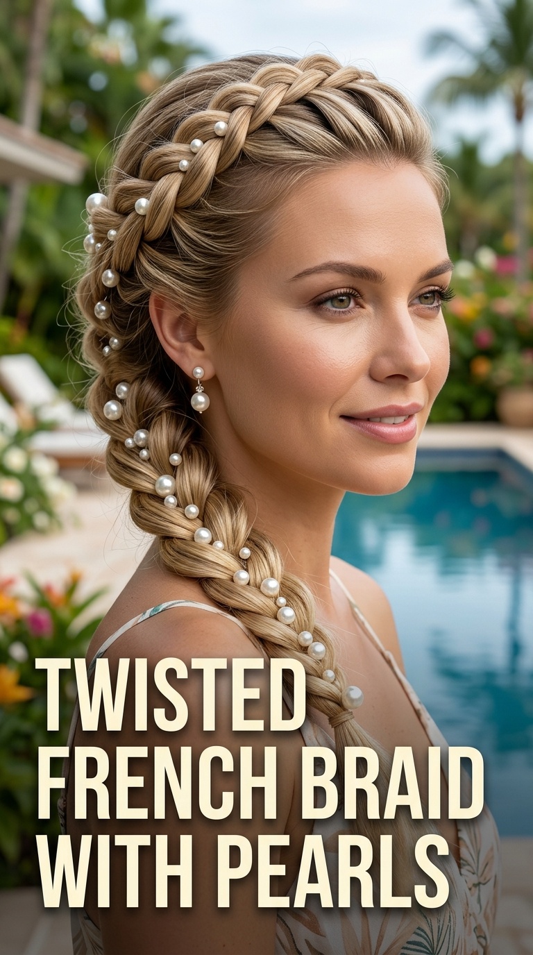 Twisted French Braid with Pearls
