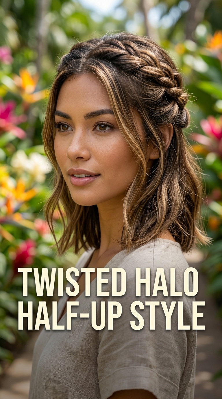 Twisted Halo Half-Up Style