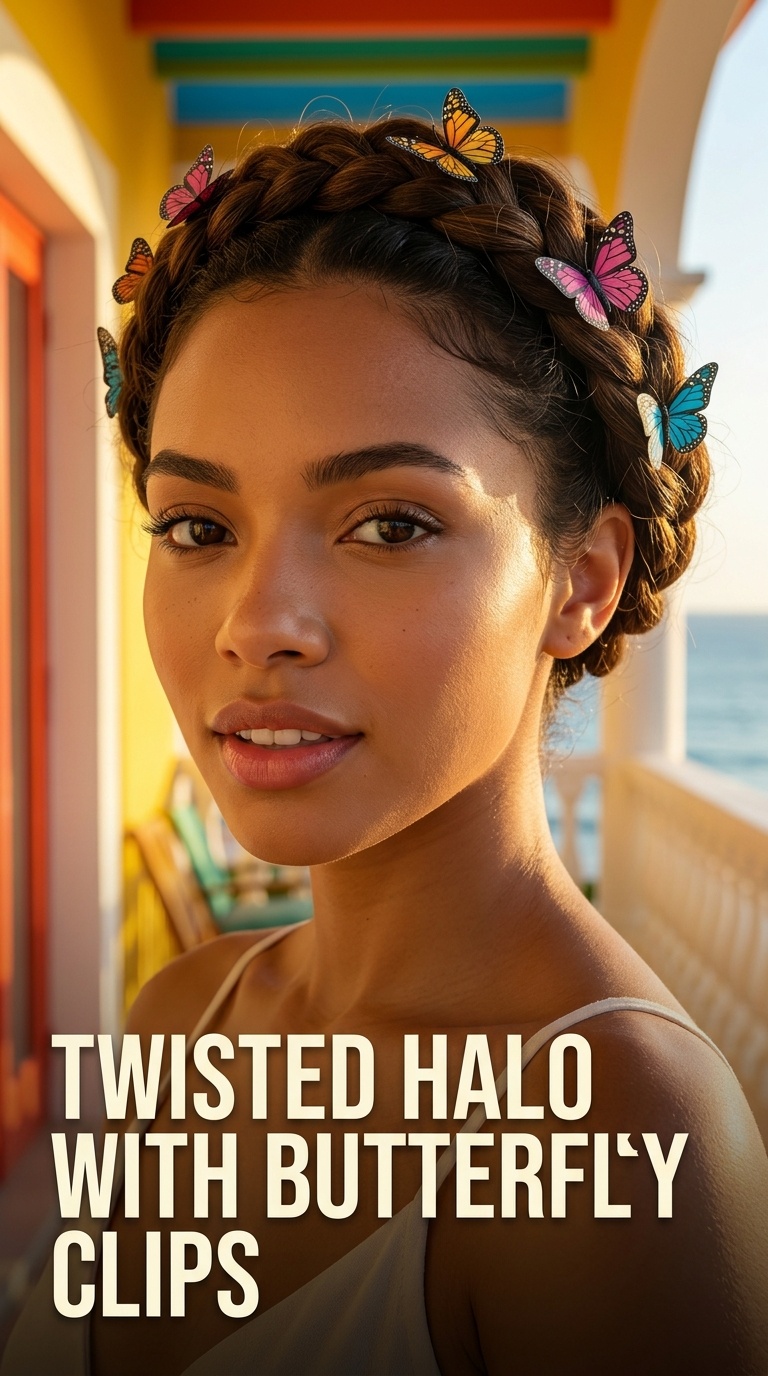 Twisted Halo with Butterfly Clips