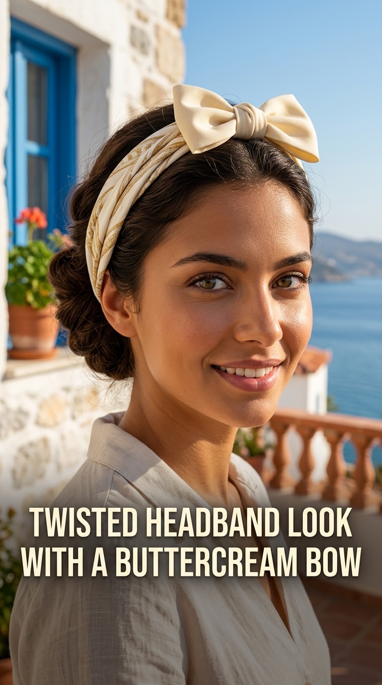 Twisted Headband Look with a Buttercream Bow