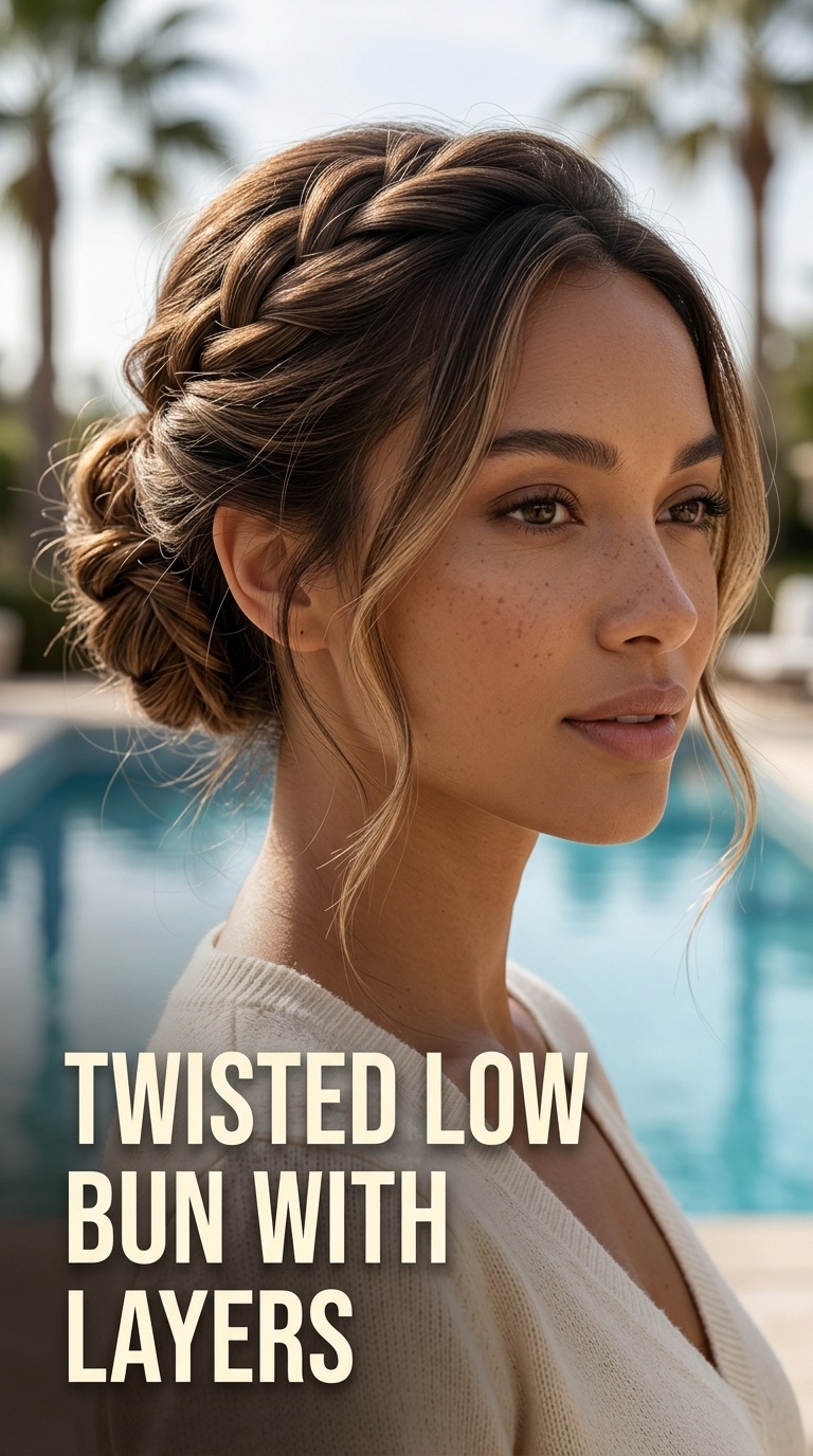 Twisted Low Bun with Wispy Layers