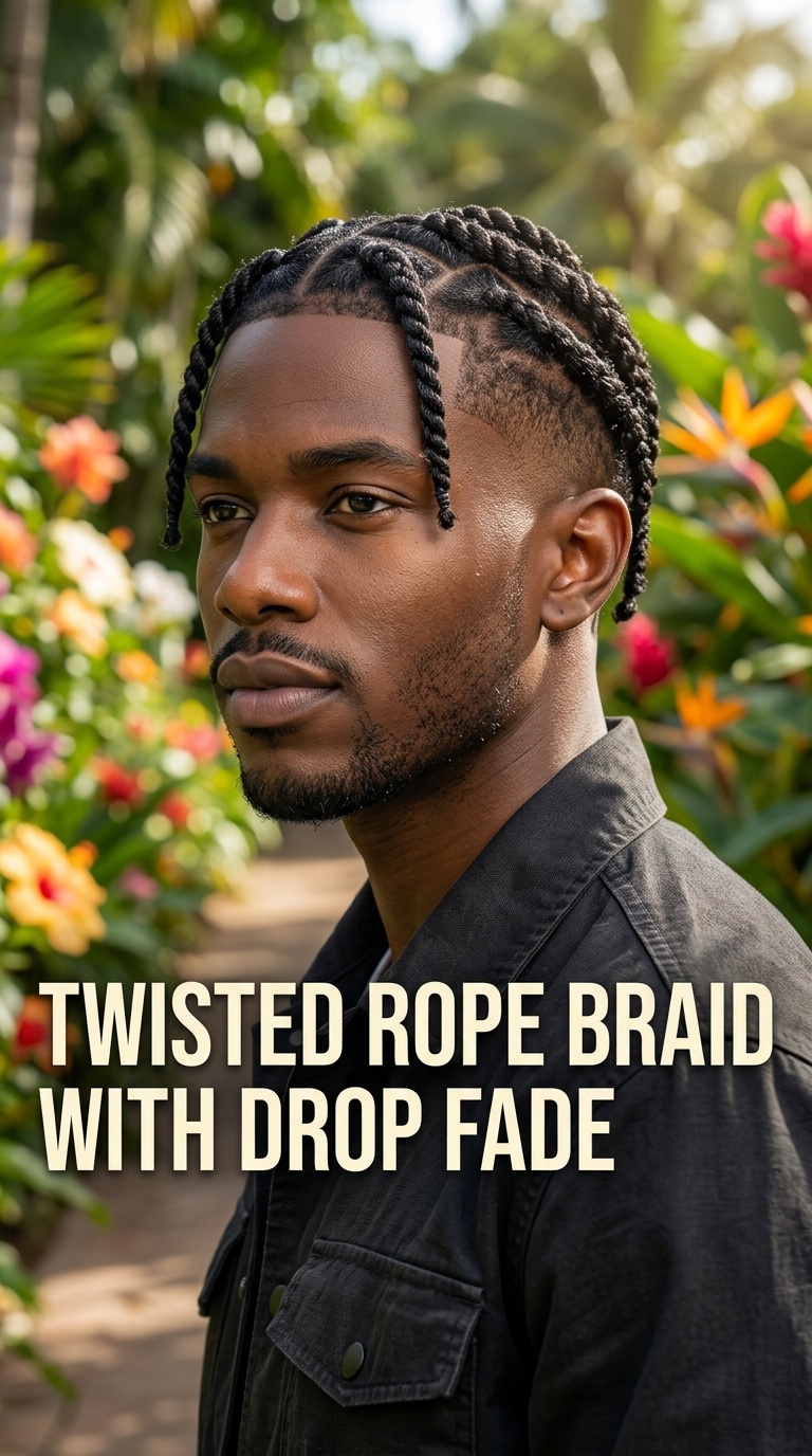 Twisted Rope Braid with Drop Fade