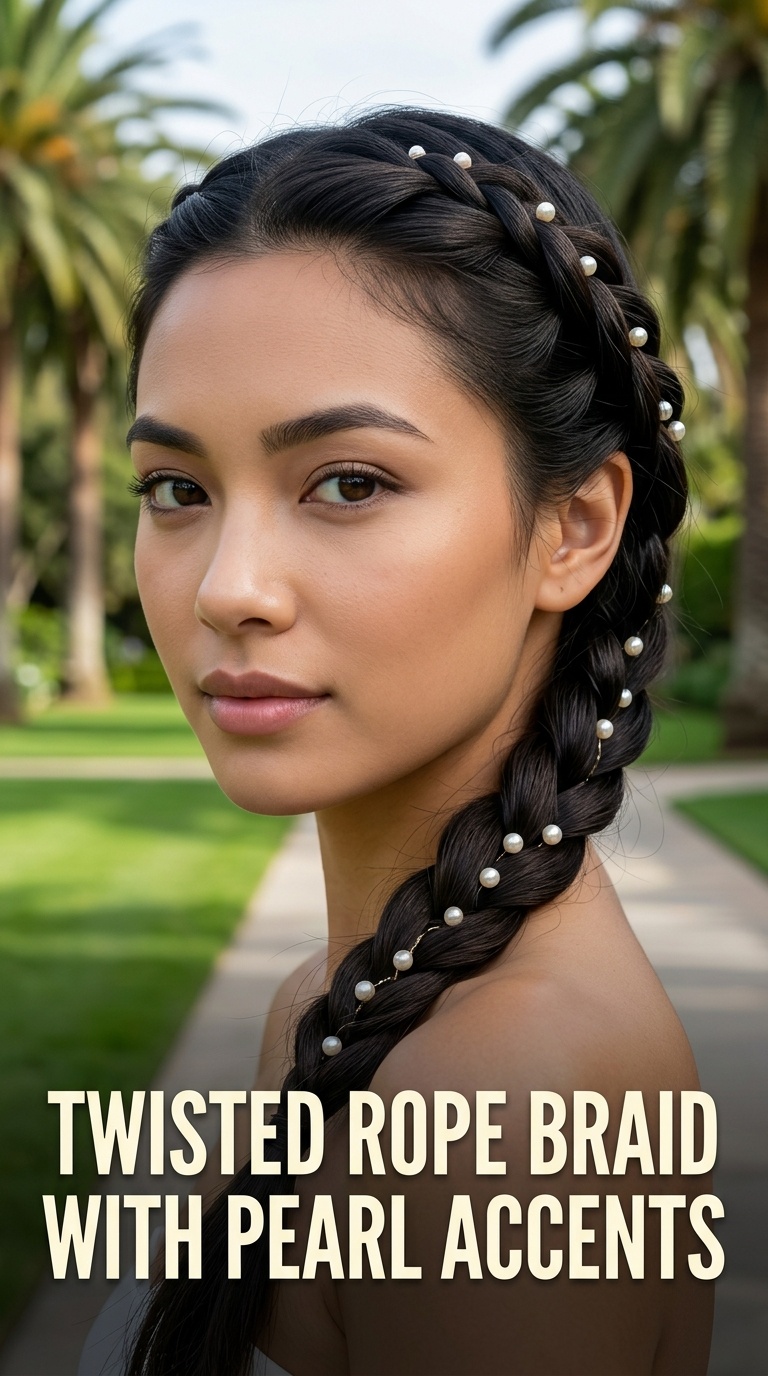 Twisted Rope Braid with Pearl Accents