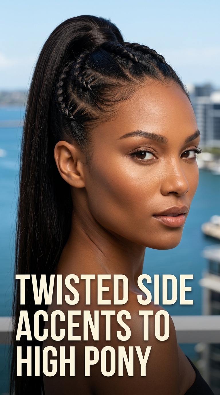 Twisted Side Accents to High Pony
